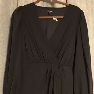 Express Elegant Black Long Sleeve Dress sheer sleeves BEAUTIFUL NEW with tags